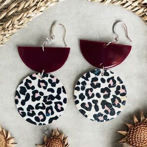 Leopard Print Leather Statement Earrings